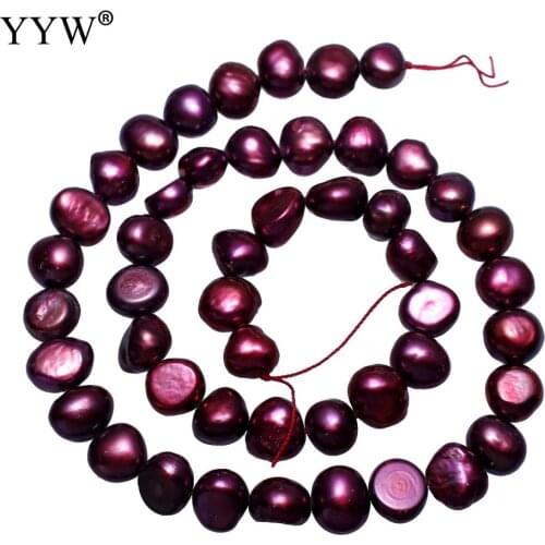 YYW High Quality Cultured Potato Freshwater Pearl Beads dark purple 8-9mm Approx 0.8mm Sold Per Approx 14.5 Inch Strand