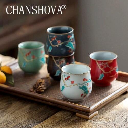 CHANSHOVA Chinese retro style 100ml Color Enamel Ceramic Handmade tea cup Coffee cup China porcelain tea set H648
