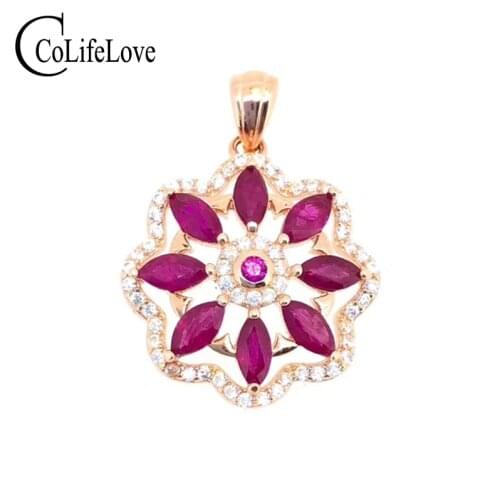 CoLie Jewelry classic 925 silver ruby pendant for wedding 8 pieces natural ruby gemstone pendant sterling silver ruby jewelry