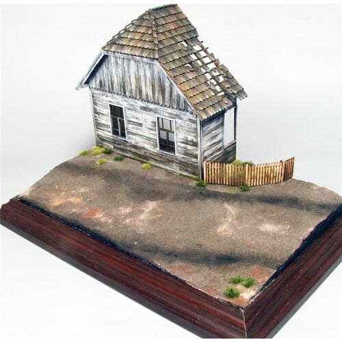 Wooden European House No.2 1:35 Battlefield Military Scene Model 3D Puzzle DIY Painting Educational Toys Gift for Children