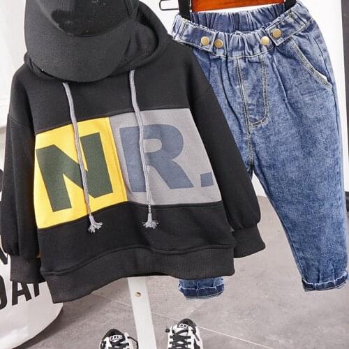 2020 Children Girls Boys Brand Clothing Set Baby Spring Autumn Cotton Hoodie + Jeans Boys 2 Piece Suits Kids Leisure Suit