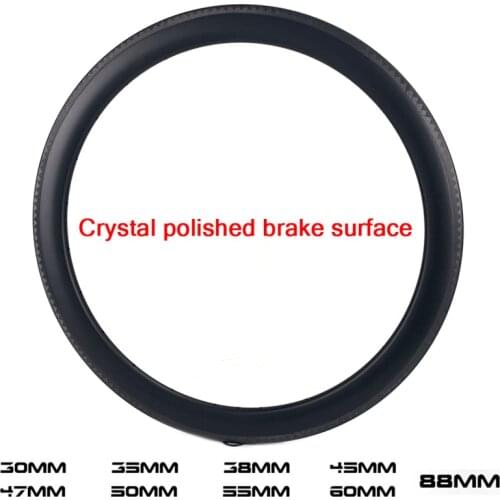 ELITEWHEELS 700c Carbon Rims 30/35/38/45/47/50/55/60/88mm UD Finish Crystal Polished Brake Surface 25/27mm Width For Racing