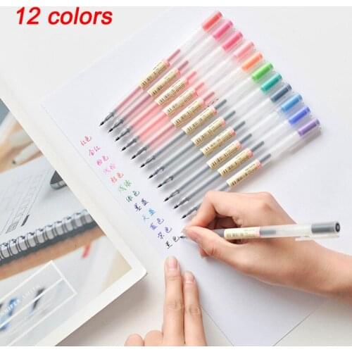 Gel Pen 12 Colors Ink Pen 0.5mm Simple Style Writting Tool Pens Stationery Office School Supplies Gel Pen Student Gifts Pens