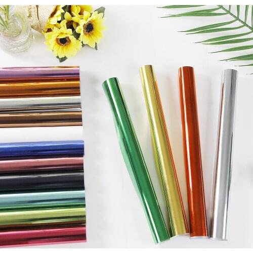HOHOFILM 3m/5m Metallic Heat transfer vinyl Iron On transfer vinyls HTV for clothes heat press film sheet PU Iron on Multi-color