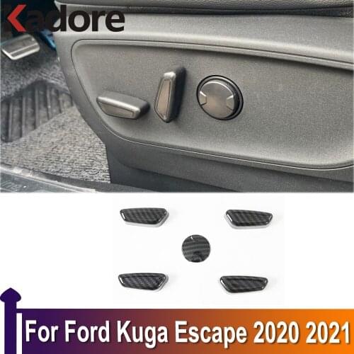 For Ford Kuga Escape 2020 2021 ABS Carbon Fiber Seat Adjust Switch Button Cover Trim Decoration Interior Accessories