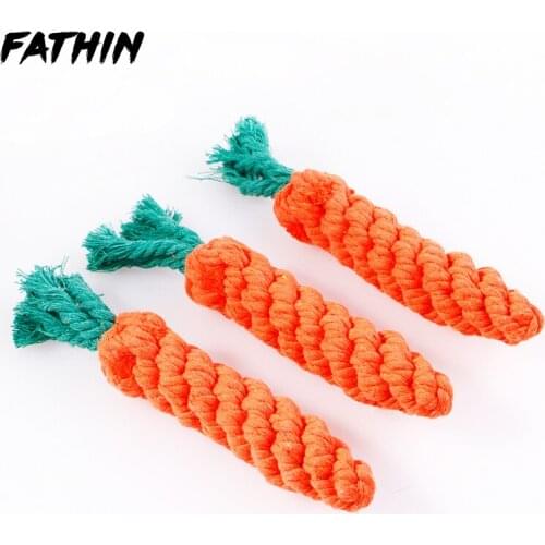 FATHIN Pet Dog Toy Carrot Braided Cotton Rope Chew Clean the Teeth Toys 23CM for Small Large Dogs