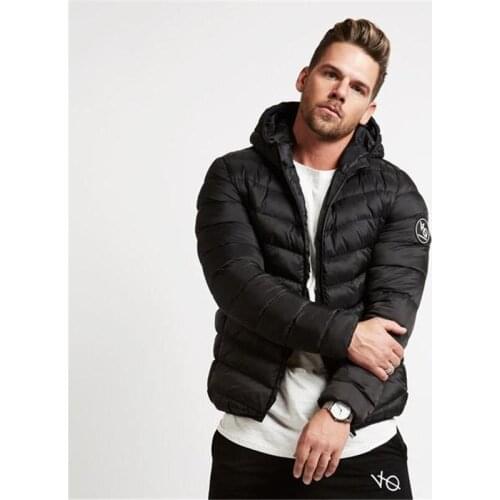 Winter New Style Popular Brand Warm Cotton-padded Clothes Muscle Fitness Jacket Hooded Zipper Jacket Mens Casual Loose Cotton