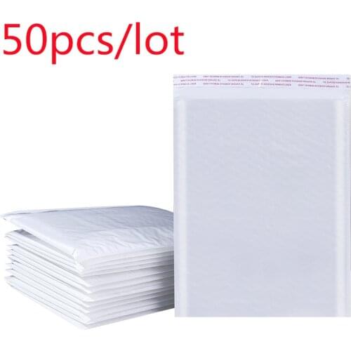 Lote de 50 unidades de bolsas tipo sobre de espuma blanca, sobres acolchados autosellados, sobres con bolsa de burbujas para cor
