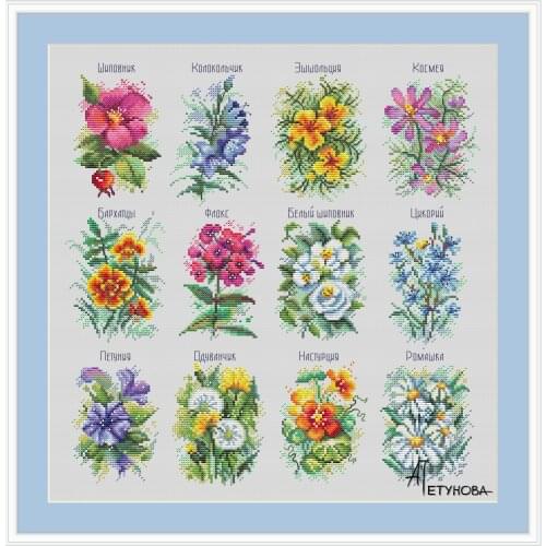 Little Flower Atlas 43-44 Counted Cross Stitch 11CT 14CT 18CT DIY Chinese Cross Stitch Kits Embroidery Needlework Sets