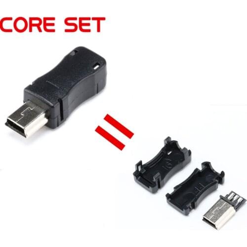 10pcs Mini USB Connector 5 Pin T Port Male Plug Socket with Plastic Cover for DIY Dropshipping Adapter PCB SDA Data Cable Line