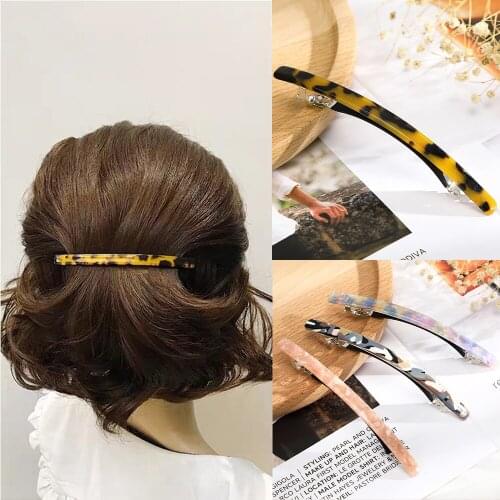 Fashion Acetate Acrylic Hair Clips Pin Korean Women Hair Accessories Slim Hairgrip Geometric Colorful Leopard Print Barrettes