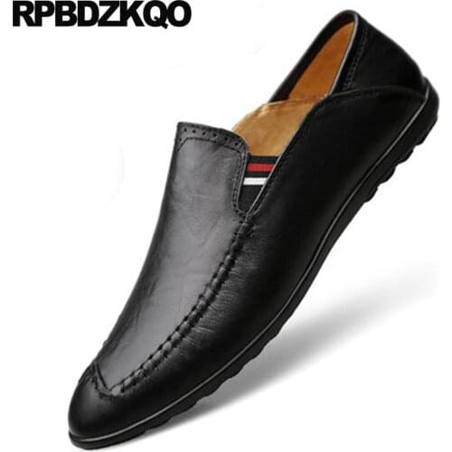 Real Leather Italy Black Casual Big Size 46 Moccasins Soft Soled Italian Brand Slip On Men Brown Genuine Shoes 11 Burgundy Flats