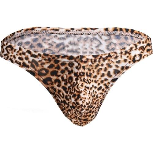 Wild Fantasy Mens Sexy Hot Boxer Trunks Briefs Leopard Print Panties Underwear Thongs Lingerie for Him