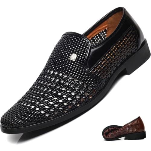 Classics Gladiator Men Oxfords Hollow out leather Sandals Casual Breathable Cut-Outs Male Shoes Loafers Moccasins ltalian Flats