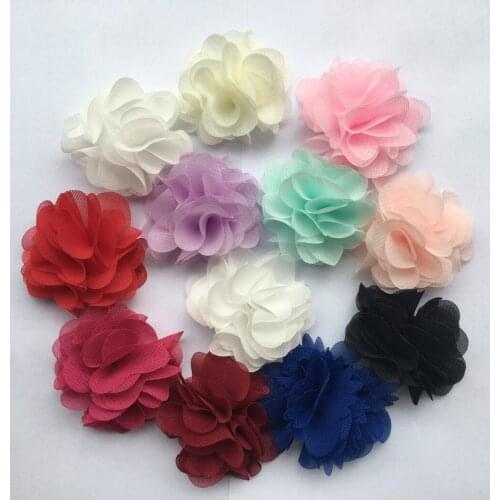 New Bulk Chiffon Flowers Boutique Fabric Chiffon DIY Flower Headwear Fashion Accessory Hair Flowers No Hair Clip for headband