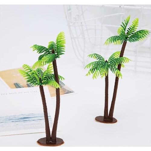 Plastic Artificial Plant Mini Coconut Tree for Home Office Desk Wedding Party Cake Pet Sand Table Decoration Tool