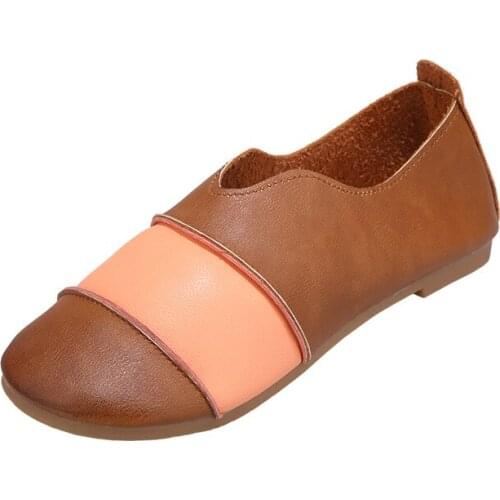 Retro Grandma Shoes Womens Flat-bottomed Soft-soled One-pedal Female Shoes Color Matching Large Size Lightweight Shoes