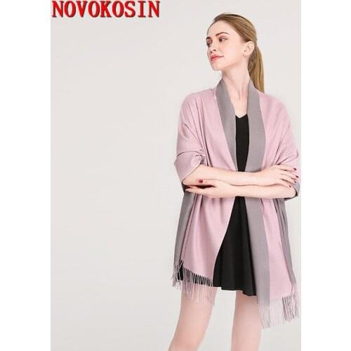 SC243 2018 New Women Winter Double Sided Faux Cashmere Scarf Women Shawl Echarpes Foulards Cachecol Hot Two Color Wrap Bufanda