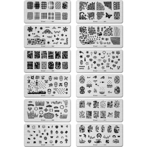 Cooi Series Stainless Steel Image Konad Nail Art Stamping Template 12 styles Nail Template Nail Art Plate jk17