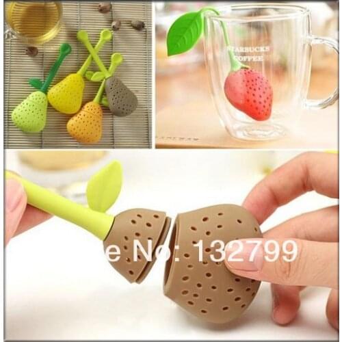 Silicone Teacup Teapot Tea Strainer Infuser Bag Filter Strawberry Pear Design