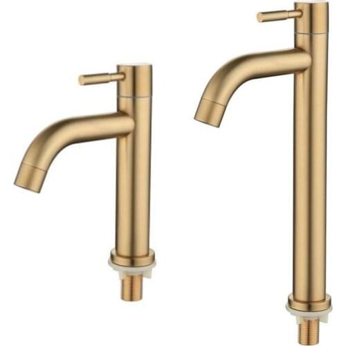 G1/2 Brush Gold Single Cold Basin Faucet SUS304 Stainless Steel Material Basin Bathroom Sink Tap Home/Hotel Fashion Faucet