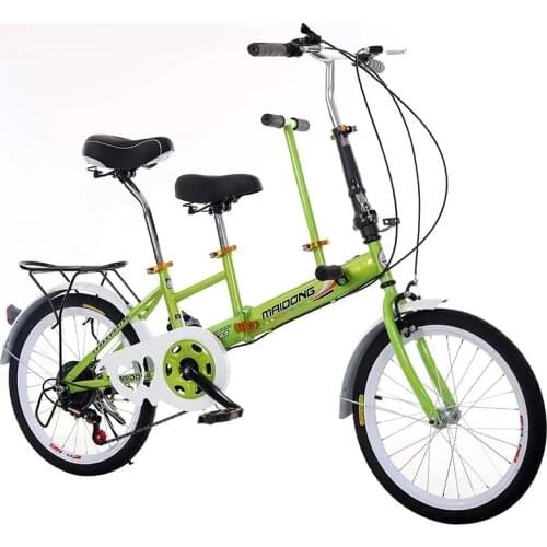 20 Inch Foldable Bike 7 Speeds Parent Child Bicycle With Baby Saddle Carbon Steel Frame Aluminum Alloy Rims Front V- Brake