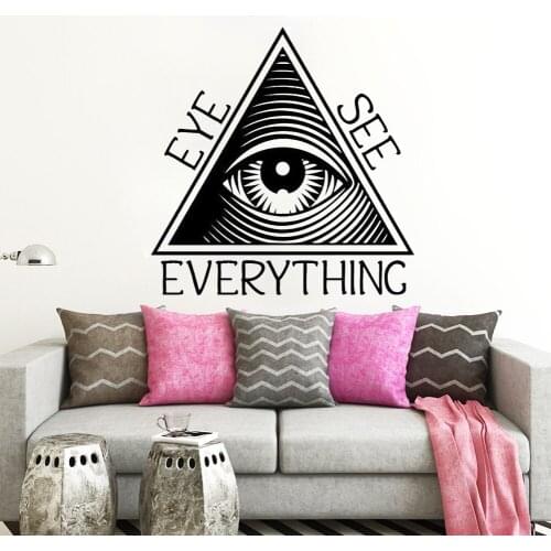 All Seeing Eye Pyramid Wall Decal Sign Vinyl Sticker Masonic Symbol Art decoration for Home Bedroom Freemason Decor HY1175