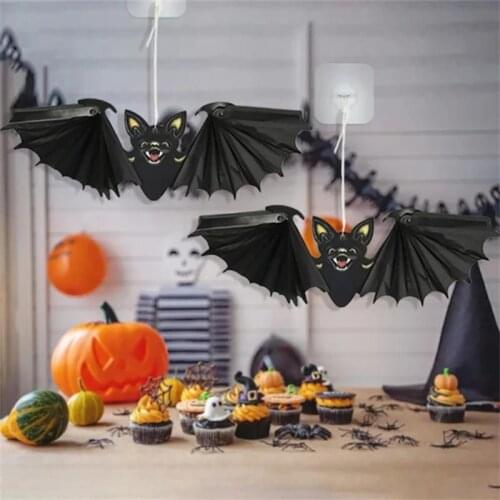 1Pcs Halloween Ornaments 3D Paper Bat Pendant Foldable Wings Hanging Decoration Festival Party Haunted House Decor Props