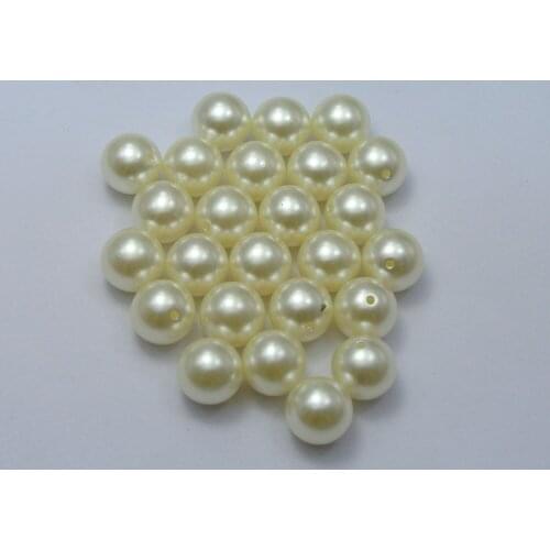 100 Ivory Plastic Faux Pearl Round Beads 12mm Imitation Half Drilled Pearl