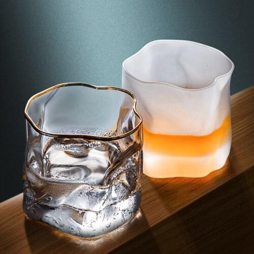 2pc Ins Style Frosted Distorted Glass Water Cup Simple Nordic Tea Cup Cocktail Cup Water Cup