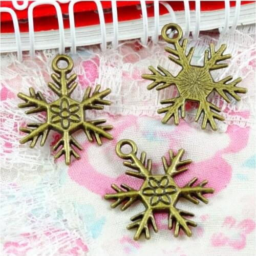 50Pcs Snowflake Pendant Charms DIY Jewelry Making Jewelry Findings Antique Bronze Color 24.5*19MM