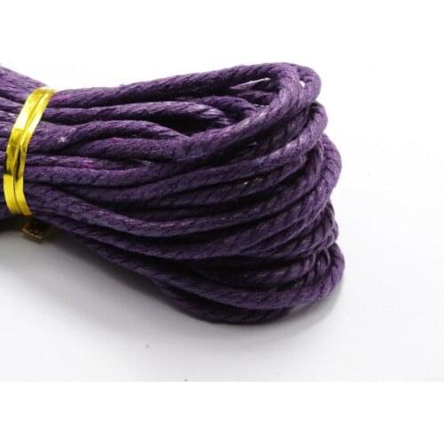 60 Meters Dark Purple Twisted Waxed Cotton Cord String Thread Line 2mm