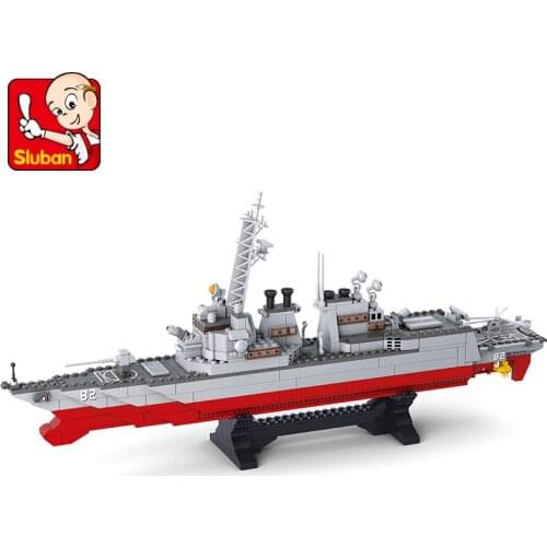 615Pcs Military NAVY Destroyer Chaser Warship Battleship Model Bricks ARMY Building Blocks Sets Educational Toys for Children
