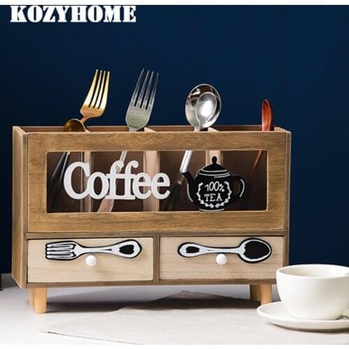 Wooden Box Storage Cabinet Desktop Chest of Drawer Coffee Spoon Storage Box Office Stationary Organiser