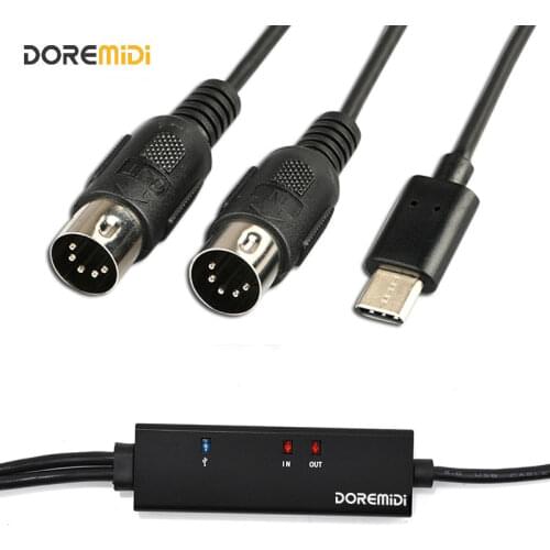 DOREMiDi MIDI To USB C Type C Cable USB MIDI Converter With Indicator Light For MacBook Android