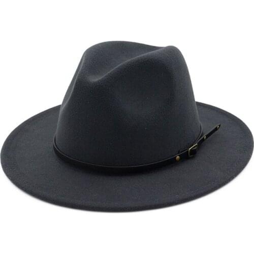 X3001 British-Style Classic Jazz Hat New Style Woolen Hat Simple Woolen Felt Hat Broad-Brimmed Hat Fashion Flat-Brimmed Cap