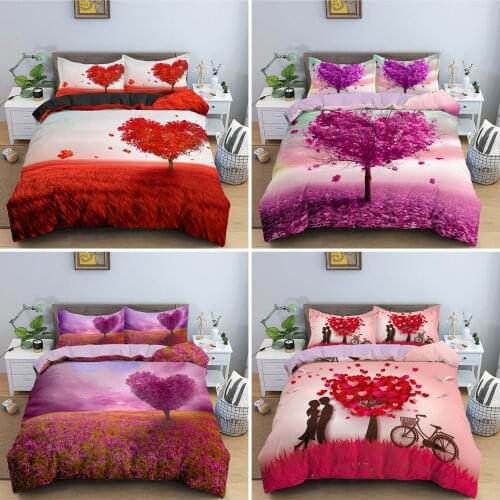 Heart-shaped Tree Duvet Cover Set Full Queen King Bedding Set Soft Quilt Cover Romantic Style Comforter Cover Bedclothes