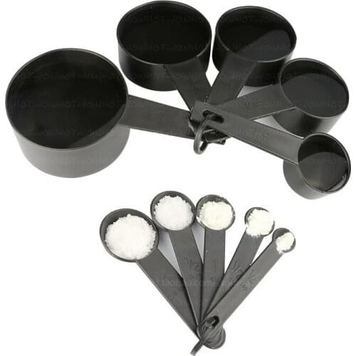 Kitchen supplies pastry Accurate Baking Black PP plastic Measuring Cups Spoon Cooking Teaspoons Sugar Coffee Tools Set 10pc/set