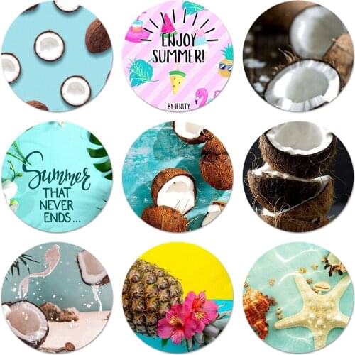 Summer Coconut Fruits Icons Pins Badge Decoration Brooches Metal Badges For Clothes Backpack Decoration 58mm