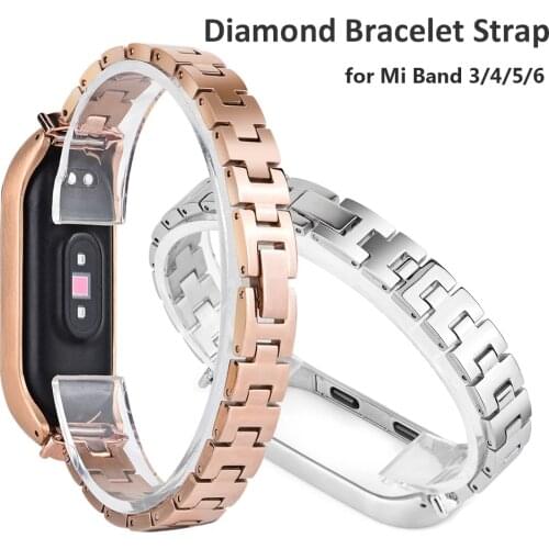 Mi band 5 Metal Strap for Xiaomi Miband 6 Bracelet Woman Bling Wristband for Mi Band 5 Watchband Replacement Mi6 Mi5 Bands