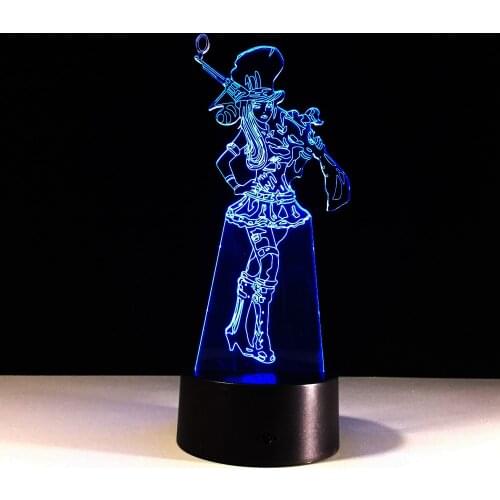 Lovely Cowboy Girl 3D Night Light Acrylic 7 Color Changing Bedroom Night Light 3D LED Desk Table Lamp as Home Decoration
