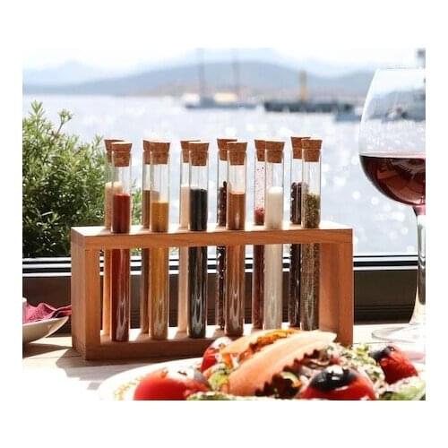 Spice Set Wooden Stand 12pcs Glass Jar Tube Spice Mushroom Kitchen Accessories Spice Rack Spice Jars Set Wood Spice container