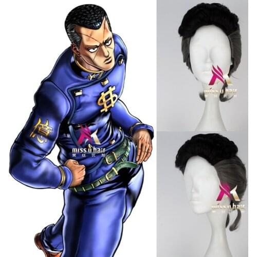 Nijimura Okuyasu Cosplay JoJos Bizarre Adventure Giorno Giovanna Golden Wig Cosplay Hair Halloween Role Play wig+wig cap