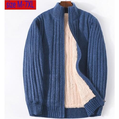 New Arrival Fashion Large Thickened Plush Sweater Jacket Loose Casual Computer Knitted Mandarin Collar Plus Size M-5XL 6XL 7XL
