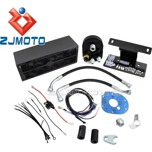 Black Full Oil Cooler Fan Assembly Cooling Complete System Kit for Harley Touring 2009-2015 2016 Motorcycle Custom Accessories
