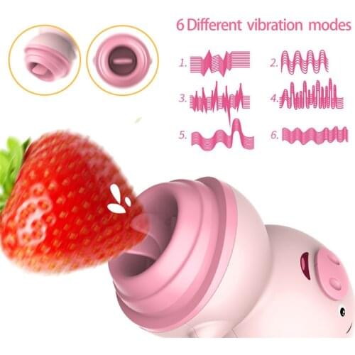 Sex Toys for Woman Cute Pig Tongue Licking Vibrator Nipple Massager 6 Modes Clitoris Stimulator Female Masturbator