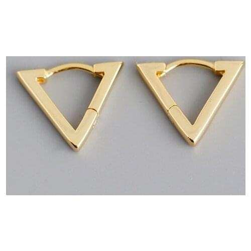 925 Sterling Silver Geometric Triangle Earrings Creative Small Hoop Earrings For Men Women Cool Jewelry Wholesale