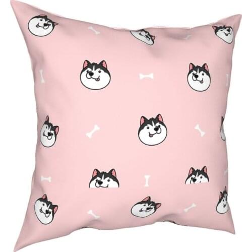 Cute Husky Square Pillow Case Polyester Decorative Pillow Dog Lover Customized Pillowcase