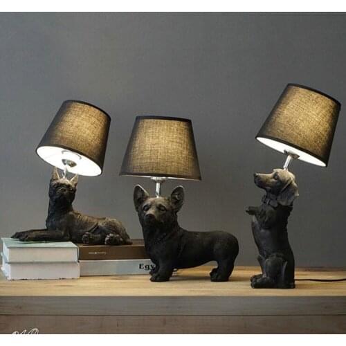 Nordic Danish retro bedroom bedside creative children 's room puppy table lamp H-ome Ming