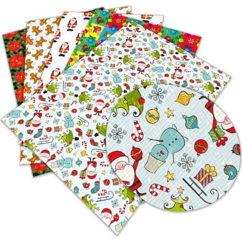 30 cm x 136 cm Faux Leather Fabric Merry Christmas Theme Printed Sewing DIY Bag Shoes Material L204 L205